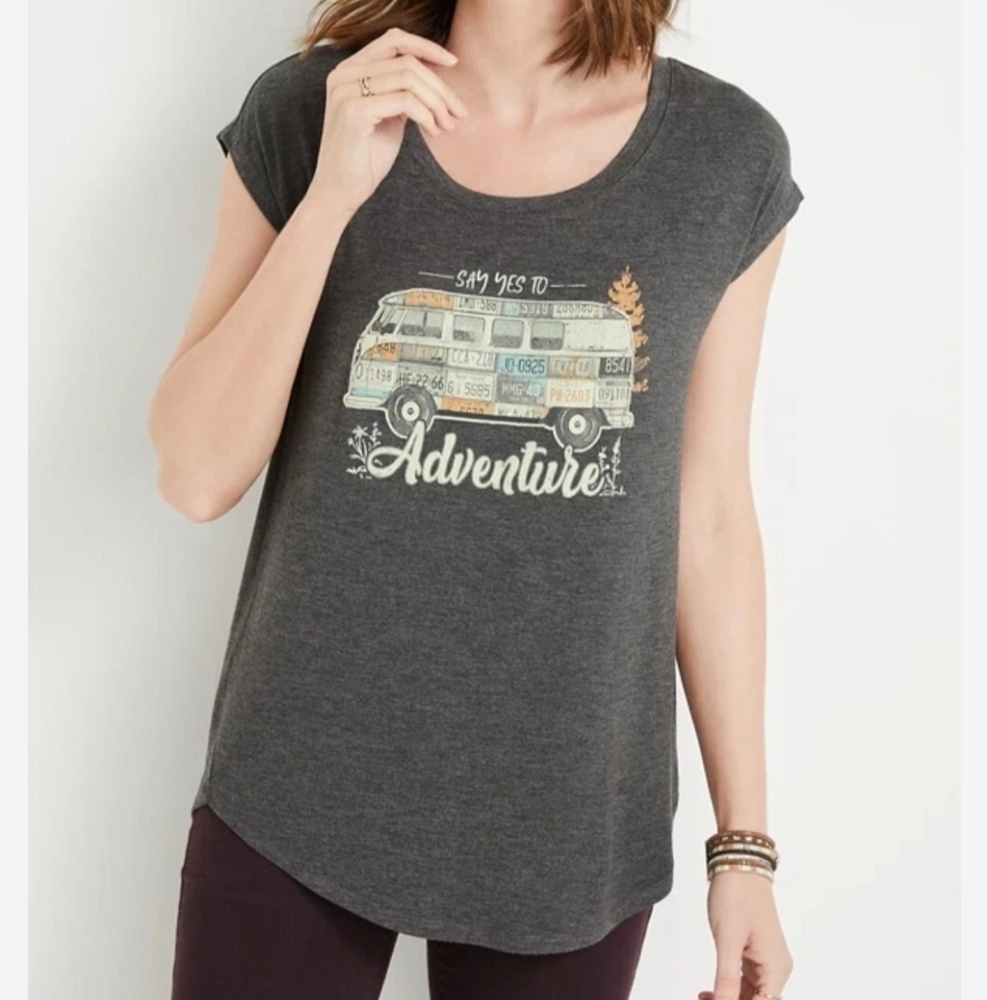 Maurices Women's Gray Say Yes To Adventure Graphic Tee Size 1x
